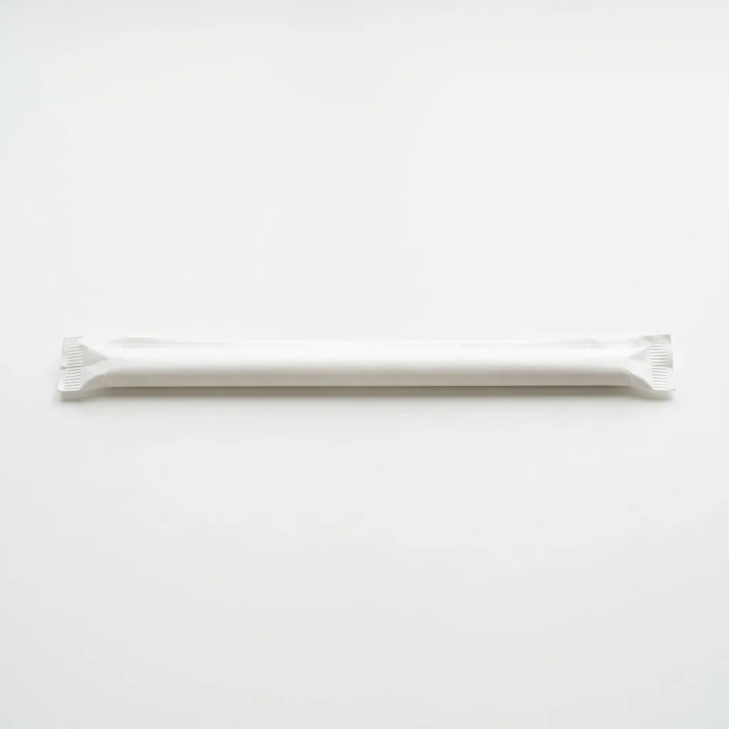 Individually paper-wrapped straws for hospitality and airline catering